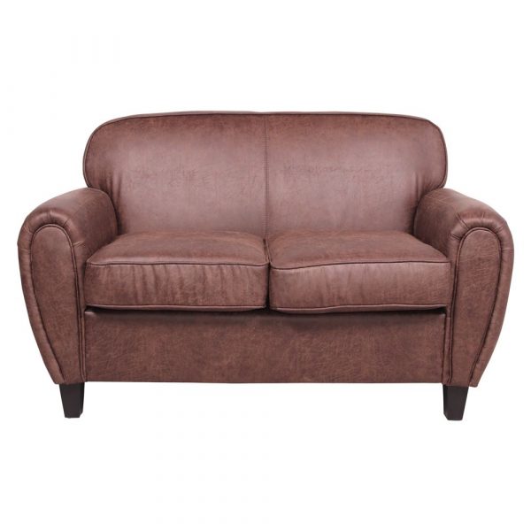 sofa de 2 plazas color marron cuero viejo MALLORCA