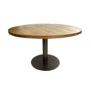 mesa redonda industrial madera y metal