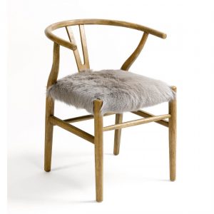 silla wishbone con asiento tapizado