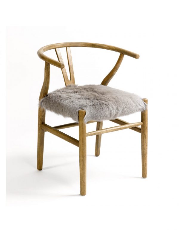 silla wishbone con asiento tapizado