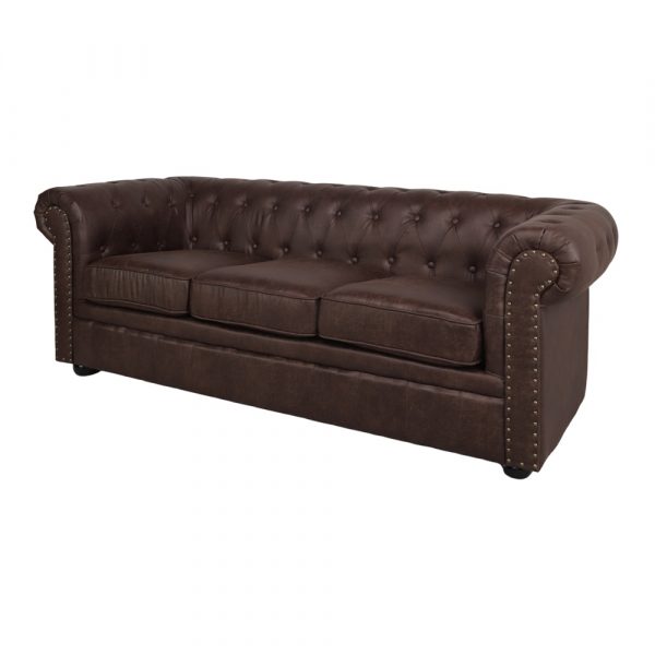 sofa chester 3 plazas microgamuza marron BRONX