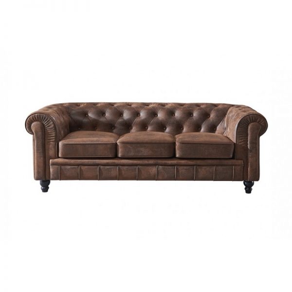 sofa chester 3 plazas tapizado marron