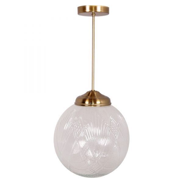 lampara de cristal con soporte dorado
