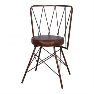 silla metalica negra bistro tapizada piel PARIS