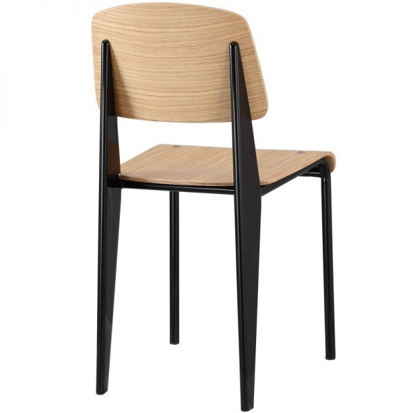 silla nórdica asiento madera patas negras