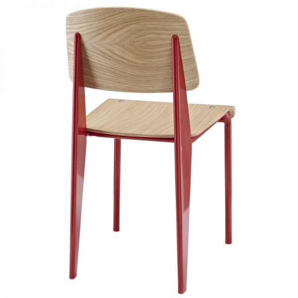 silla metal asiento madera