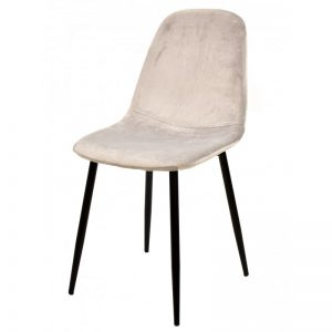 silla terciopelo gris con patas negras