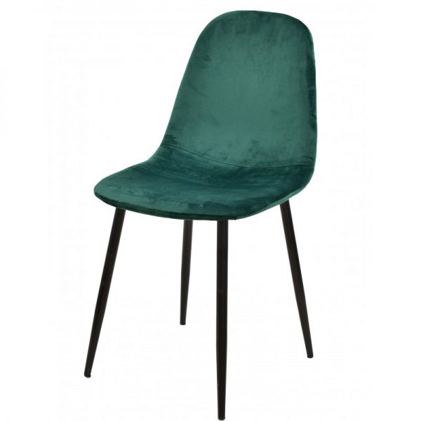 silla tapizada verde patas negras