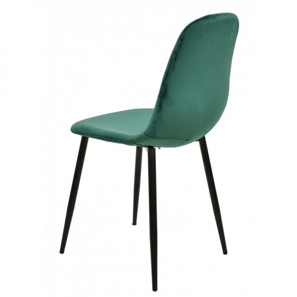 silla tapizada terciopelo verde patas negras