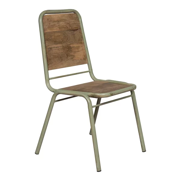 silla estilo vintage con asiento y respaldo de tablas de madera RUSTICA