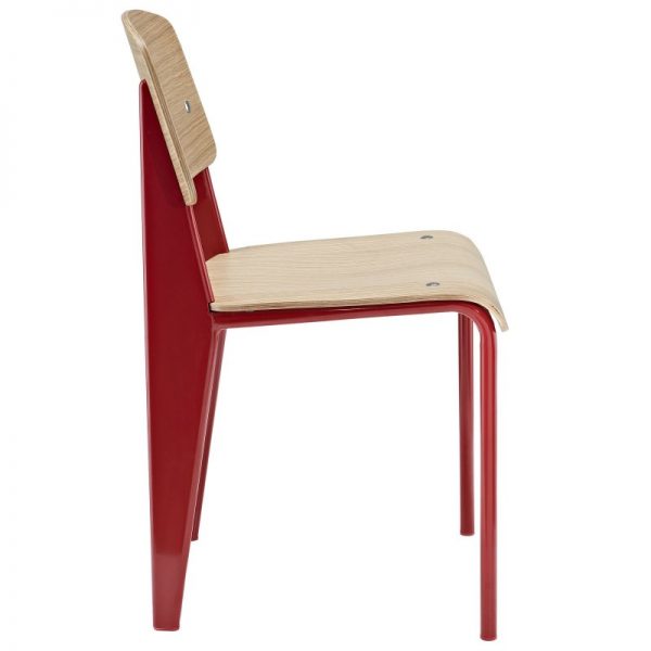 silla metálica con asiento de madera