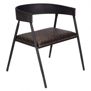 silla tapizada cuero con estructura metálica