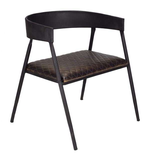 silla tapizada cuero con estructura metálica