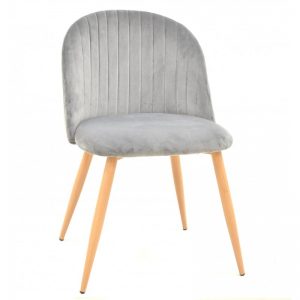 silla tapizada gris patas madera