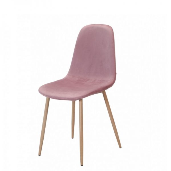 silla terciopelo rosa patas metal