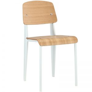 silla estilo nórdico madera y metal blanco