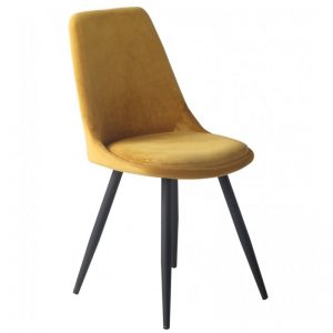 silla tapizada terciopelo amarillo patas negras
