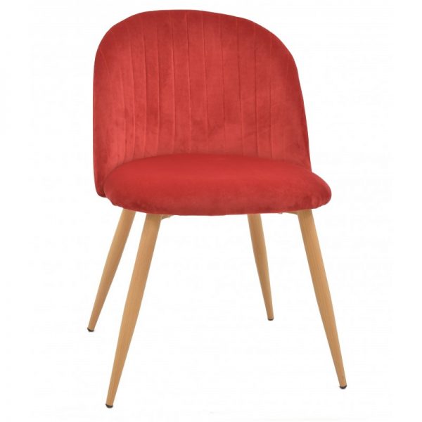 silla terciopelo rojo patas de madera