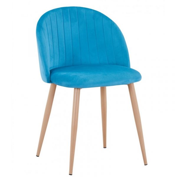 silla tapizada terciopelo turquesa patas madera JADE