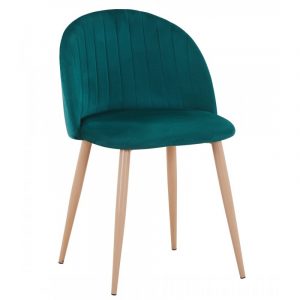 silla tapizada verde oscuro patas madera JADE