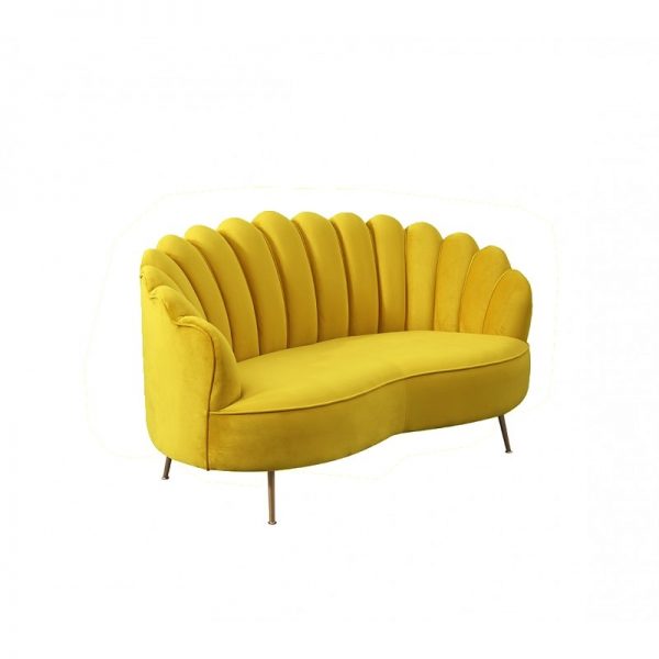 sofá 2 plazas terciopelo amarillo mostaza
