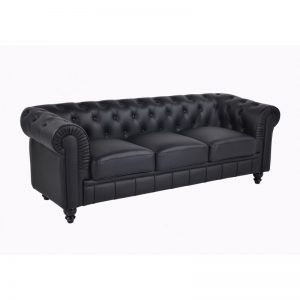 sofa 3 plazas negro capitone