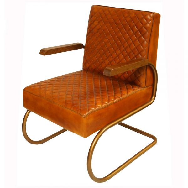 sillón estilo industrial tapizado cuero marrón