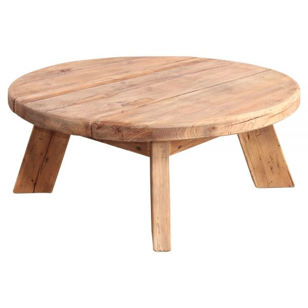 mesa centro redonda madera natural