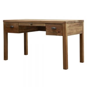 mesa escritorio madera rustica con cajones