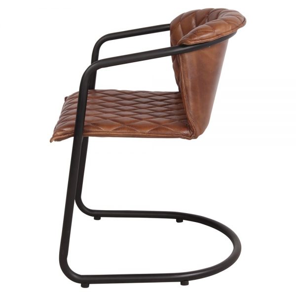 silla con asiento tapizado piel y patas de metal
