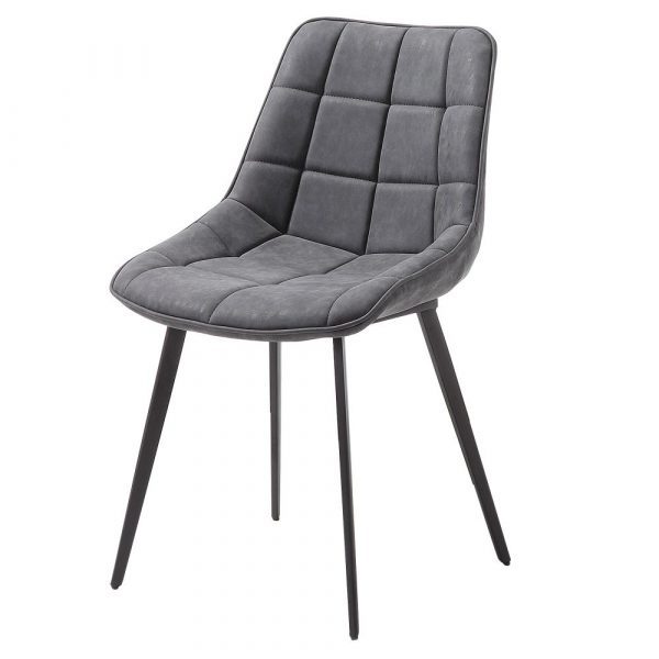 silla tapizada color negro patas de metal LUTTE