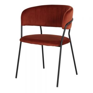 silla tapizada terciopelo rojo patas negras