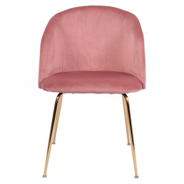 silla asiento tapizado rosa patas oro