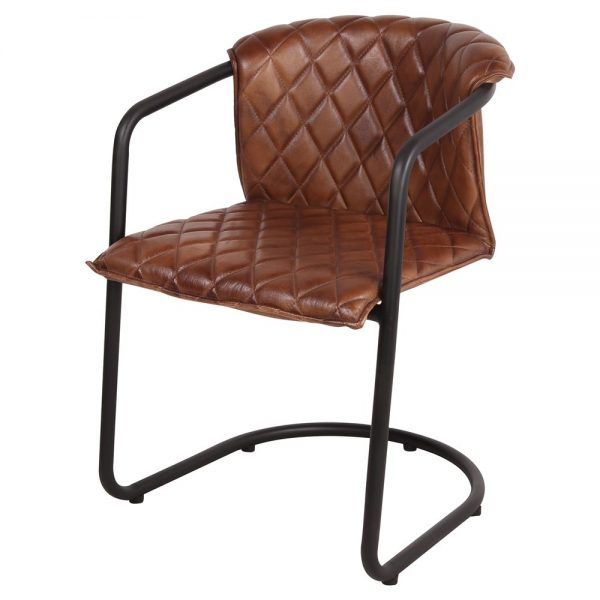silla industrial asiento piel patas negras