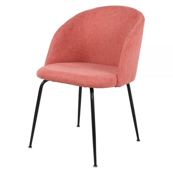 silla tapizada color coral patas negras