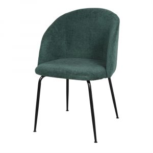 silla tapizada verde con patas metal negras VELA