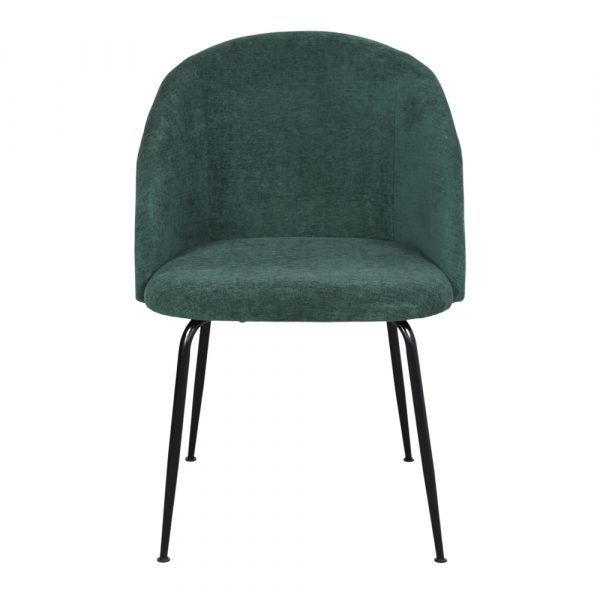silla asiento tapizado verde patas metal negras VELA