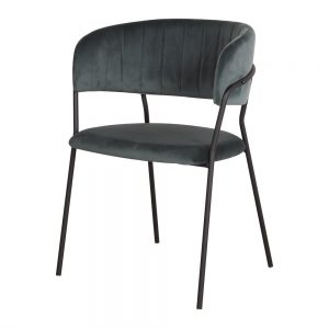 silla terciopelo azul patas negras