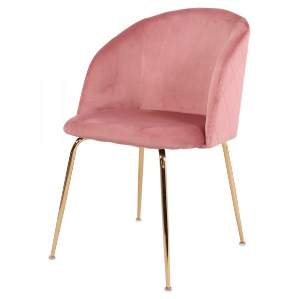 silla terciopelo rosa patas doradas