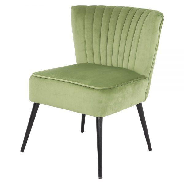 sillón tapizado terciopelo verde patas negras