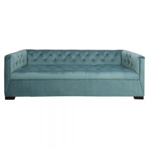 sofa terciopelo azul capitone