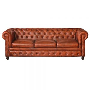 sofá chester 3 plazas piel marrón
