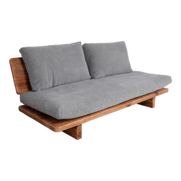 sofá diseño madera tapizado gris MASALA