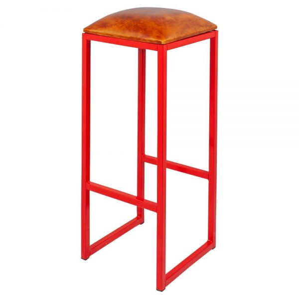 taburete estructura color rojo asiento marron