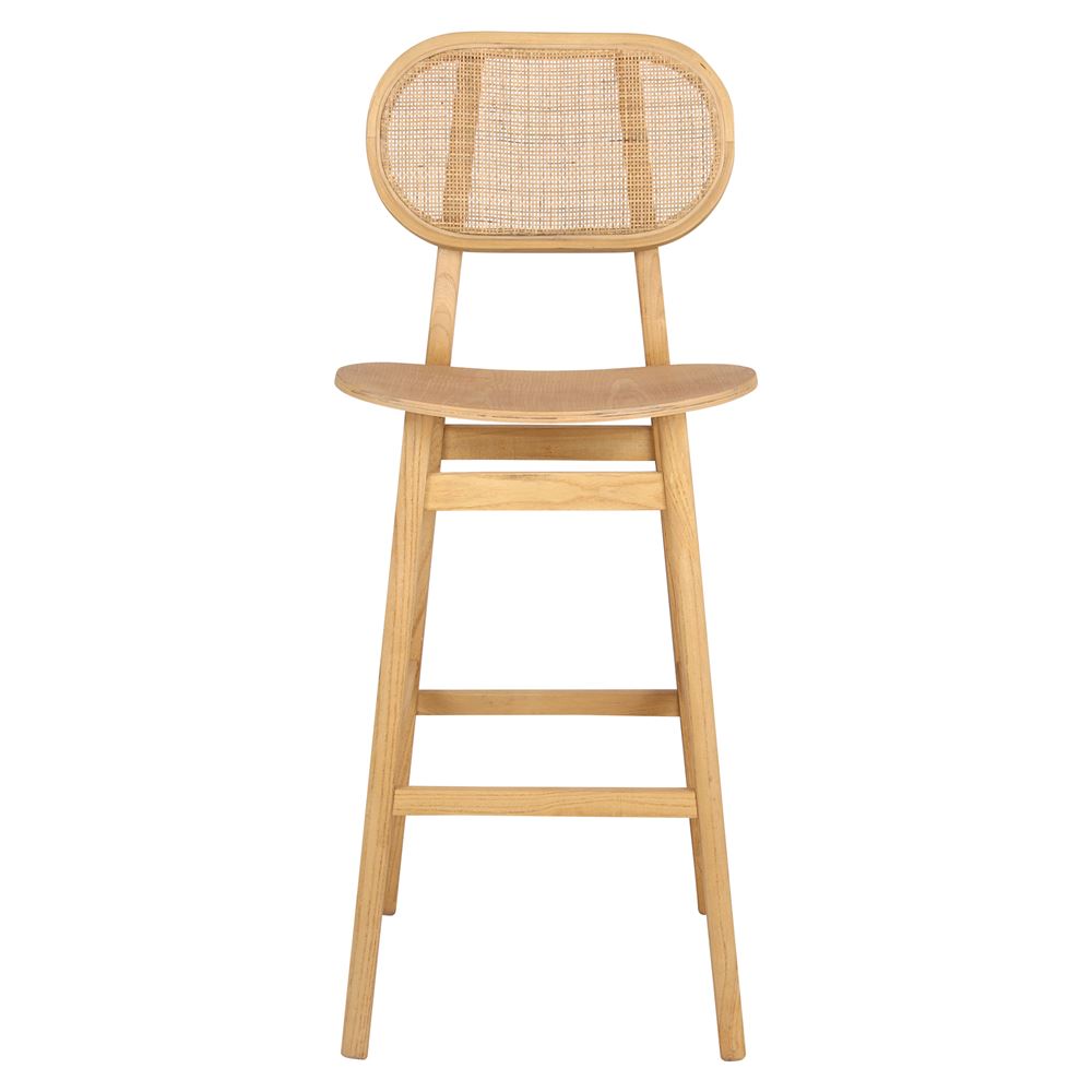 25644/00 Taburete alto de diseño nórdico madera natural y asiento