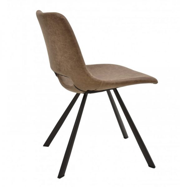 silla tapizada polipiel marrón y patas negras