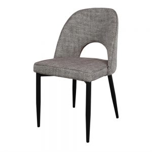 silla asiento tapizado tela gris patas negras