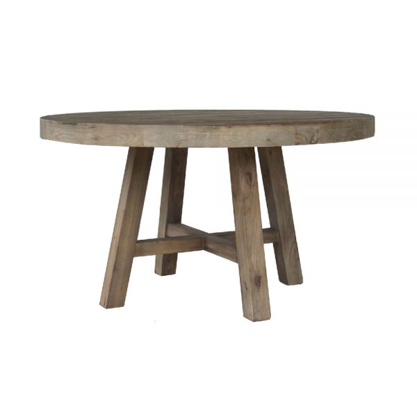 mesa comedor redonda madera envejecida