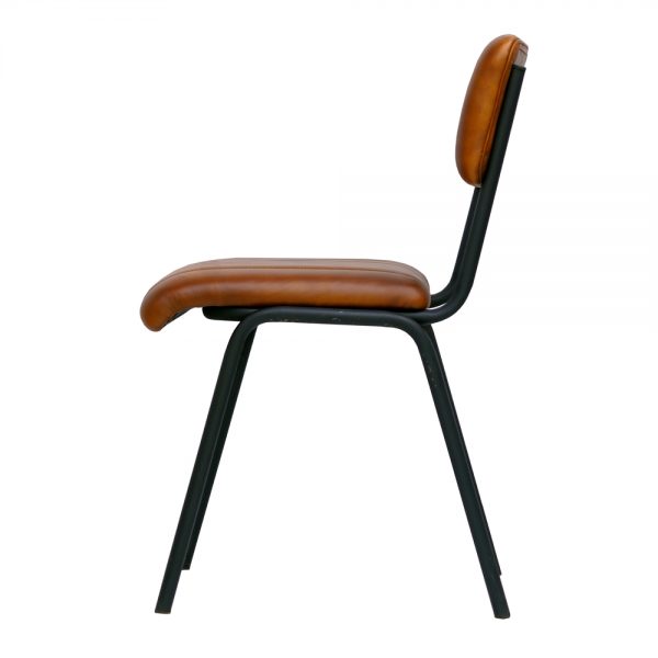 silla con asiento y respaldo tapizado cuero y patas negras