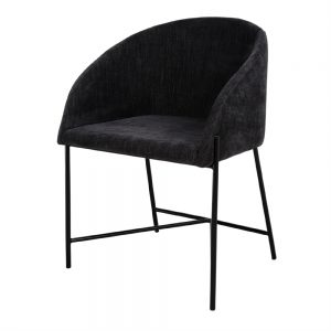 silla tapizado negra con patas metálicas